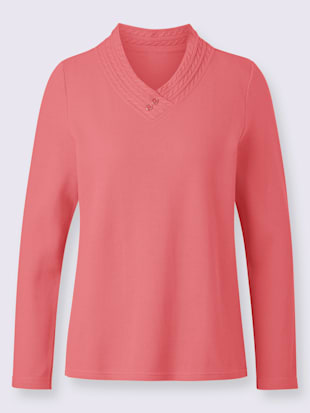 T-shirt en v col v chevauchant avec motif torsadé
