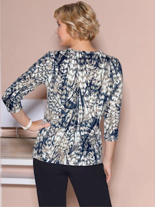 T-shirt en viscose imprimé all-over col rond manches 3/4