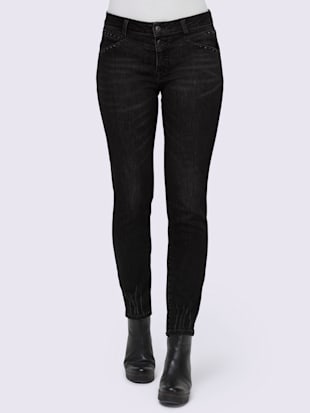 Jean petites pierres brillantes fantaisie, coleur noir denim - HELLINE