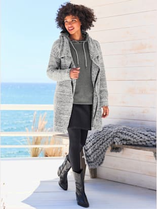 Manteau en tricot coupe dissimulante avec col châle