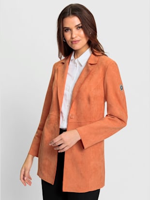 Blazer long imitation cuir velours