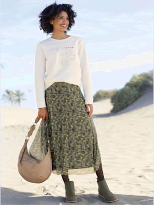Sweatshirt jolie broderie florale avec perles décoratives (Image 1)