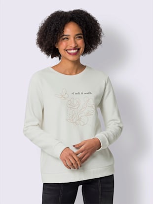 Sweatshirt jolie broderie florale avec perles décoratives (Image 3)