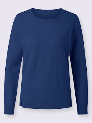 Pull encolure ronde empiècements latéraux côtelés