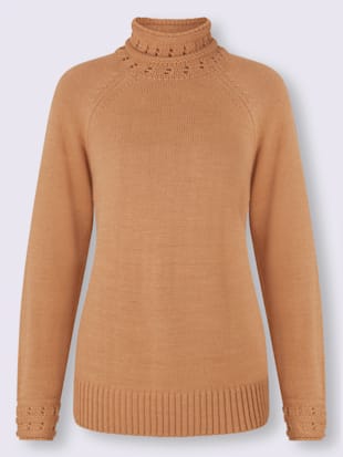 Pull col montant mélange de matériaux de qualité avec viscose, laine vierge (mérinos) et cachemire