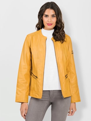 Veste en cuir poche sur la manche