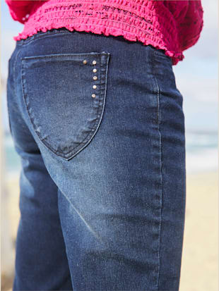 Corsaire en jean ruban décoratif au bas des jambes