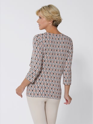 T-shirt femme imprimé graphique col en u manches 3/4