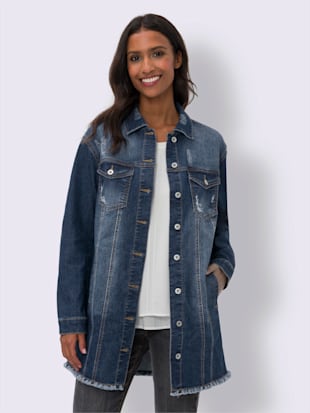 Veste en jean effet « destroy » tendance