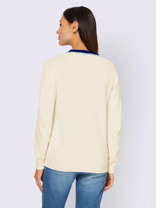 Veste en tricot patte de boutonnage contrastée