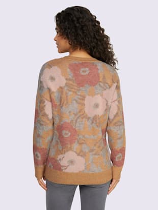 Pull jacquard fleurs en jacquard