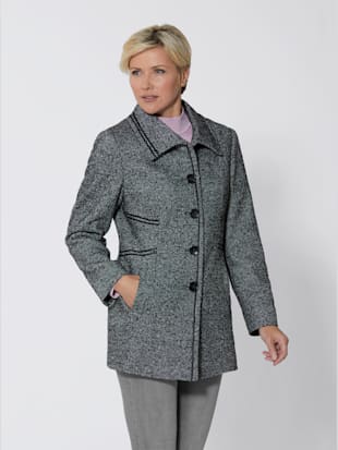 Manteau femme avec détails passepoilés contrastés col à revers