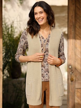 Gilet en tricot 50% coton - sable - 48 - WITT
