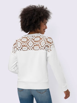 Sweatshirt dentelle crochetée à l'épaule