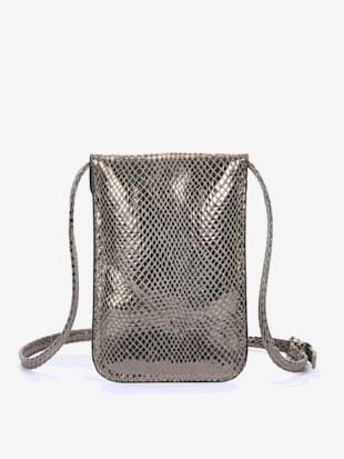 Sac en bandoulière pochette pour téléphone en imitation serpent métallisée tendance