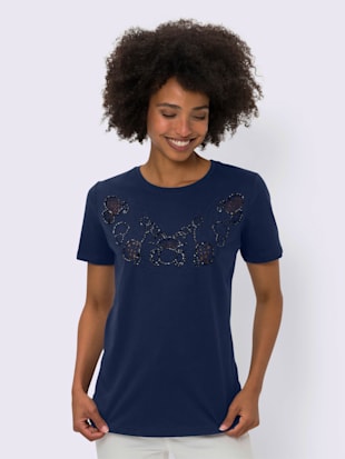 T-shirt à encolure ronde broderie ajourée