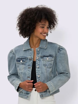 Veste en jean manches bouffantes tendance