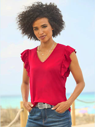 T-shirt en v viscose douce et fluide (Image 1)