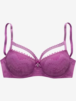 Joli soutien-gorge balconnet à coques avec nœud décoratif et accessoire brillant