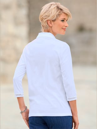 Tee-shirt uni col polo avec boutons manches 3/4 (Image 2)