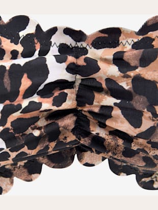 Haut de maillot de bain bandeau imprimé léopard tendance et bord ondulé