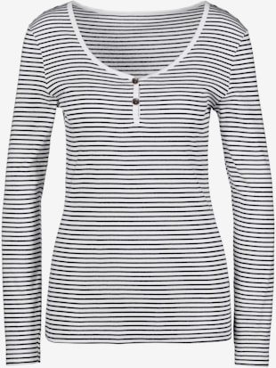 T-shirt manches longues encolure ronde avec patte de boutonnage plaquée