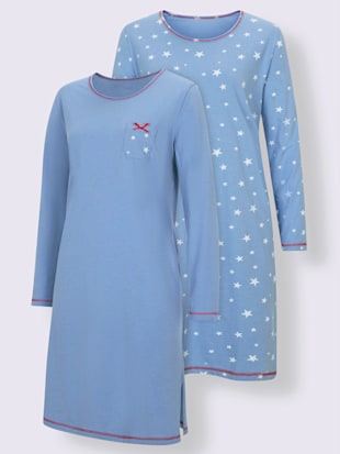 Lot 2 chemises de nuit imprimées avec coutures décoratives contrastées