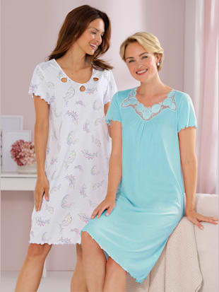 Chemise De Nuit Femme Grande Taille – Imprimé Cœur, Manches Longues, Col Rond, Ample Et Confortable