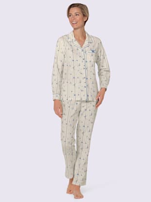 Pyjama flanelle tissée, grattée à l'intérieur et à l'extérieur