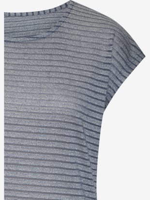 T-shirt à manches courtes tricot jacquard léger à rayures (Image 5)