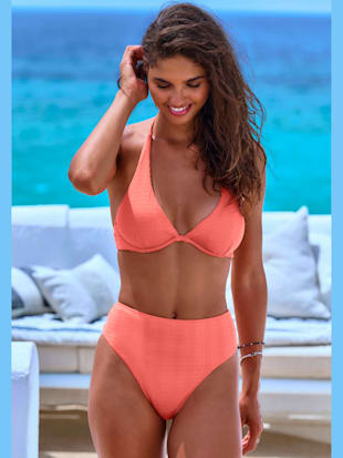 Bas de maillot de bain taille haute matière structurée tendance à rayures (Image 1)
