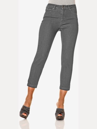 Jeans effet ventre plat longueur 7/8, couleur gris denim - HELLINE