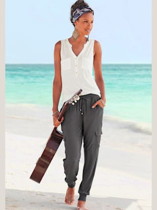 Pantalon ceinture smockée élastique et coulisse (Image 6)