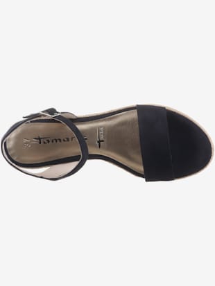 Sandales compensées dessus textile souple