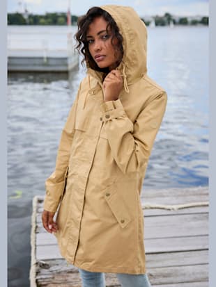 Veste d'extérieur veste légère à capuche réglable et détails dorés