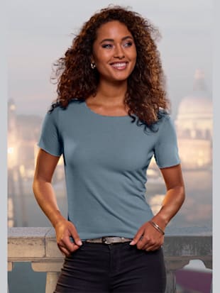 T-shirt à col rond bords pailletés raffinés à l'encolure, aux finitions des manches et à l'ourlet (Image 3)