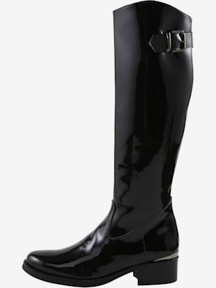 Bottes matière synthétique brillante, coleur noir - HELLINE