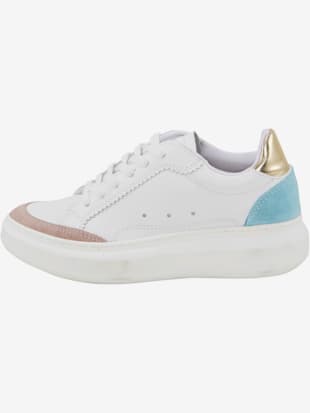 Baskets cuir nappa de veau, coleur blanc-multicolore - HELLINE