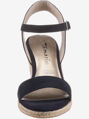 Sandales compensées dessus textile souple