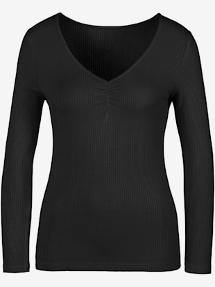 T-shirt manches longues col v avec petites fronces
