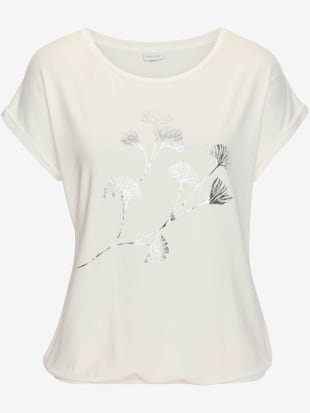 T-shirt à manches courtes imprimé feuille de qualité avec design floral (Image 5)