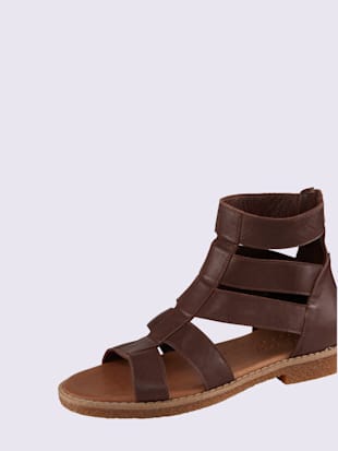 Sandales cuir nappa de vache, couleur marron - HELLINE