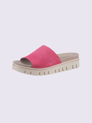 Mules cuir velours de chèvre, coleur fuchsia - HELLINE