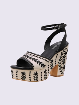 Sandales semelle intérieure souple en cuir, couleur noir - HELLINE