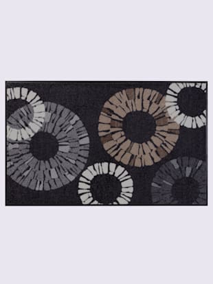 Paillasson pour intérieur et zone extérieure couverte, coleur anthracite-couleur ivoire - HELLINE