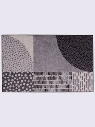 Paillasson pour intérieur et zone extérieure couverte, coleur gris-blanc - HELLINE