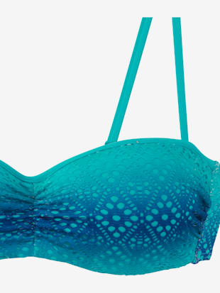 Maillot de bain bandeau à armatures broderie ajourée tendance avec dégradé de couleurs (Image 6)