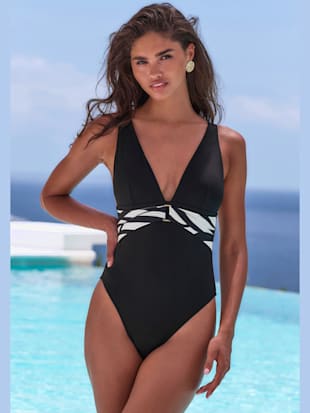 Maillot de bain style uni moderne avec détails contrastés (Image 1)