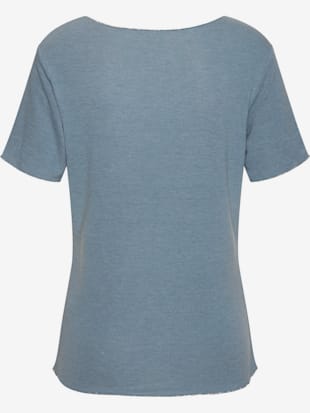 T-shirt à col rond bords pailletés raffinés à l'encolure, aux finitions des manches et à l'ourlet (Image 4)