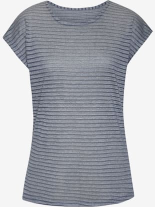 T-shirt à manches courtes tricot jacquard léger à rayures (Image 4)